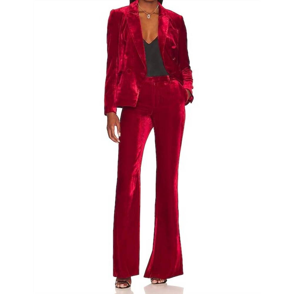 NEW L'AGENCE lane velvet flare pants in red dahlia
